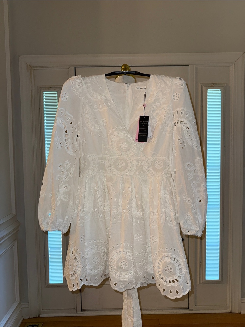 Avec Les Filles White Eyelet Peplum Romper
